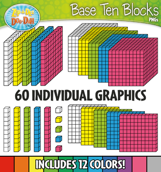Preview of Rainbow Base Ten Blocks Clipart Set {Zip-A-Dee-Doo-Dah Designs}