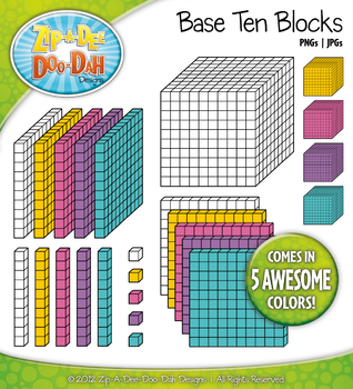 Preview of Retro Base Ten Blocks Cube Clipart Set {Zip-A-Dee-Doo-Dah Designs}