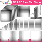Base Ten Blocks & Cubes Clipart: 2D & 3D Math Manipulative