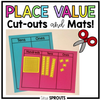 base ten blocks cut outs place value charts hundreds tens and ones chart