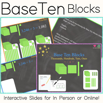 Preview of Base Ten Blocks Interactive Manipulative +  -  x  ÷