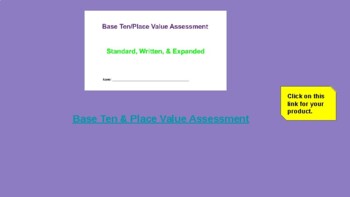 Preview of Base Ten Blocks & Place Value Assessment: Google Classroom