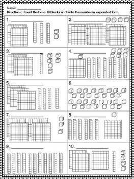 Base Ten Blocks Worksheets by Courtney Cicchini | TpT