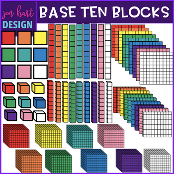 Preview of Base Ten Blocks Clip Art- 2D & 3D Bold {jen hart Clip Art}