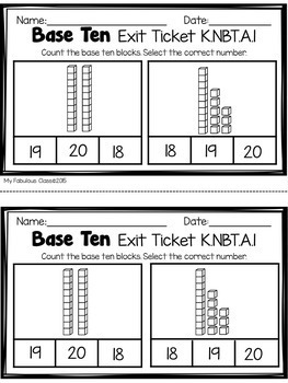 Base Ten Exit Tickets by My Fabulous Class | Teachers Pay Teachers