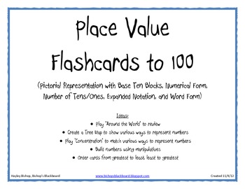 Preview of Base Ten Flashcards to 100