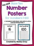 Base Ten Number Posters For Numbers from 0-100