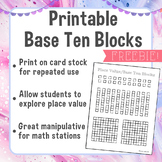 Base Ten Place Value Blocks Printable FREEBIE | Ones, Tens