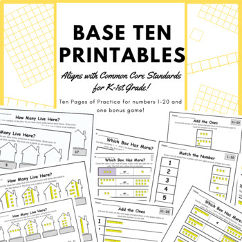 Preview of Base Ten Printables Pack!  Aligns with Common Core!