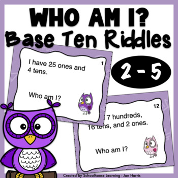 Preview of Base Ten Riddles - Place Value Task Cards