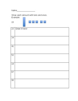 Preview of Base Ten (Tens and Ones) Worksheet