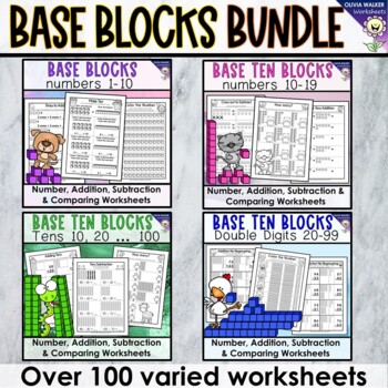 Preview of Base Tens and Ones Block Math - Up to 100 Worksheets, Printables, Place Value