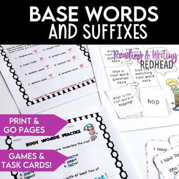 Preview of Base Words and Suffixes Practice | Great for Sub Plans