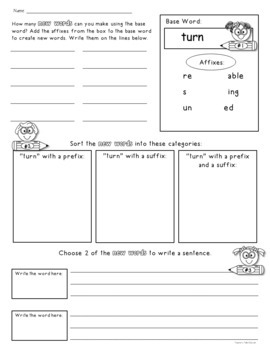 Base Words Worksheets by Teacher's Take-Out | Teachers Pay Teachers