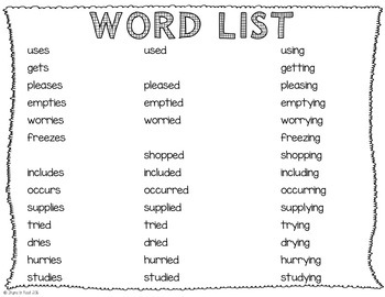 words with inflectional endings