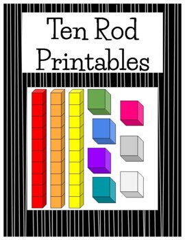 Preview of Base ten rods, ten rods, base 10, ten rod printables, counting by tens, 10's