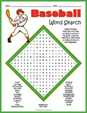 BASEBALL THEMED Word Search Puzzle Worksheet Activity