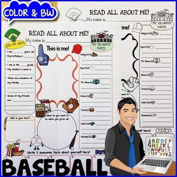 Preview of Baseball All About Me Worksheet {Dollar Deals Paper/Poster/Printable/Page}
