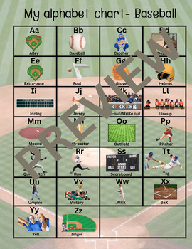 Preview of Baseball Alphabet (ABC) Chart