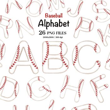 Preview of Baseball Alphabet Letters Clipart, Sports Theme.