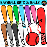 Baseball Bats and Balls Clipart - Rainbow Matching