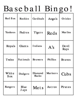 Baseball Bingo cards by Rock and Roll Kindergarten | TPT