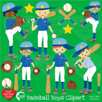 Preview of Baseball Clipart, Sports Clipart, Boys Clip Art, {Best Teacher Tools}, AMB-227