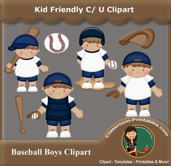 Boy Baseball Clipart, Boy Baseball Digital Clip Art, Baseball Boy Team, 0254