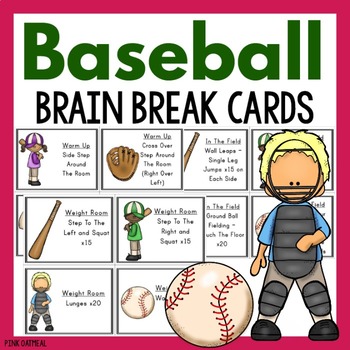Preview of Baseball Brain Break Cards