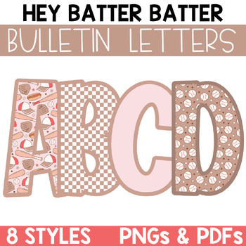 Preview of Baseball Bulletin Board Letters / Clipart / Lettering Pack / Hey Batter Batter
