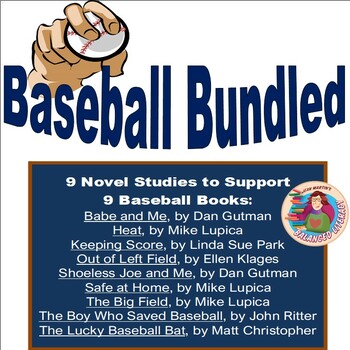 Preview of Baseball Bundled by Jean Martin: 9 Baseball Novel Studies