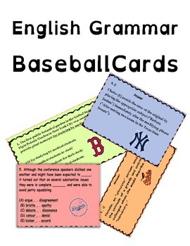 Preview of Interactive English Grammar Baseball Cards