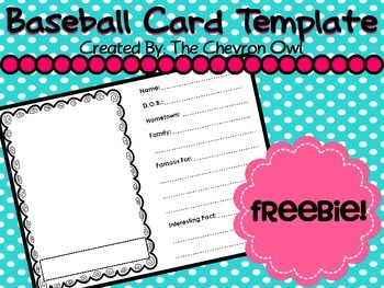 Preview of Baseball Card Template FREEBIE