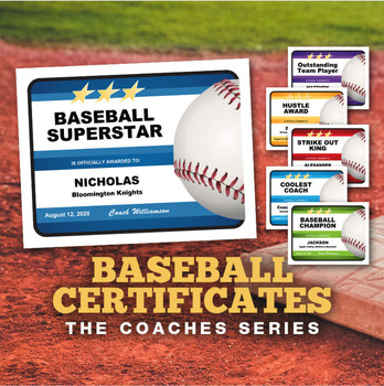Preview of Baseball Certificates - Coaches Series - Editable