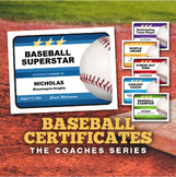 Baseball Certificates - Coaches Series - Editable