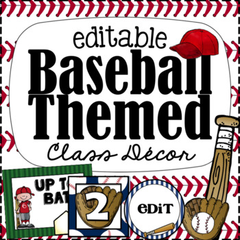 Preview of Baseball Classroom Decor - Editable