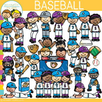 Preview of Sports Kids Baseball Clip Art