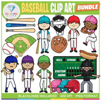 Preview of Baseball Clip Art Bundle