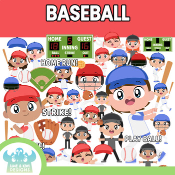 Preview of Baseball Clipart (Lime and Kiwi Designs)