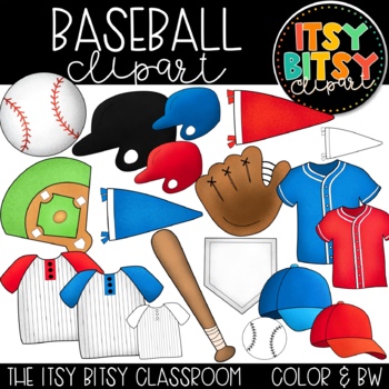 Preview of Baseball Clipart Theme Set Baseball Objects Clipart Itsy Bitsy Clipart