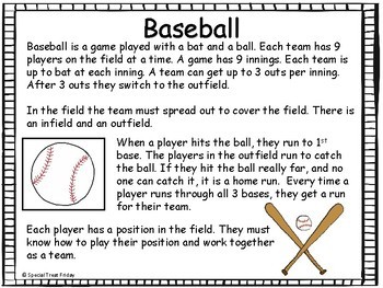 Baseball Close Reading and Informational Writing by Special Treat Friday