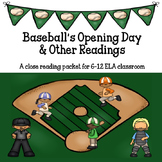 Baseball Close Reading for Grades 6-12 ELA