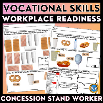 Preview of Baseball Concession Stand - Vocational Skills Worksheets - Workplace Readiness