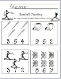 Baseball Counting and Number Recognition Worksheet
