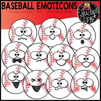 Preview of Baseball Emoticons Clipart Set {Educlips Clipart}