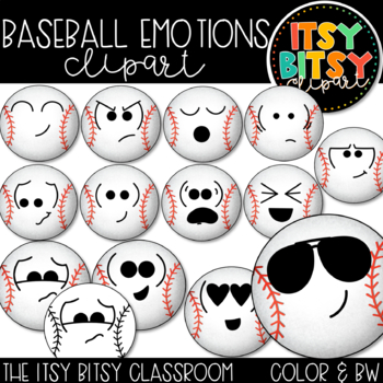 Preview of Baseball Emotions Clipart Faces Social Emotional Clipart