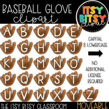 Preview of Baseball Glove Clipart Moveable Capital and Lowercase Letter Images