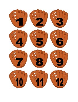 Baseball Numbers for Calendar or Math Activity to 100 by Karen Low