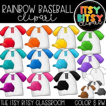 Preview of Baseball Hats and Jersey Rainbow Clipart Matching Itsy Bitsy Clipart