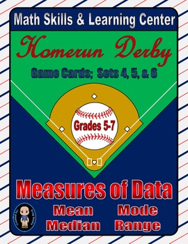 Preview of Baseball (Homerun Derby) Game Cards (Measures of Data) Sets 4-5-6